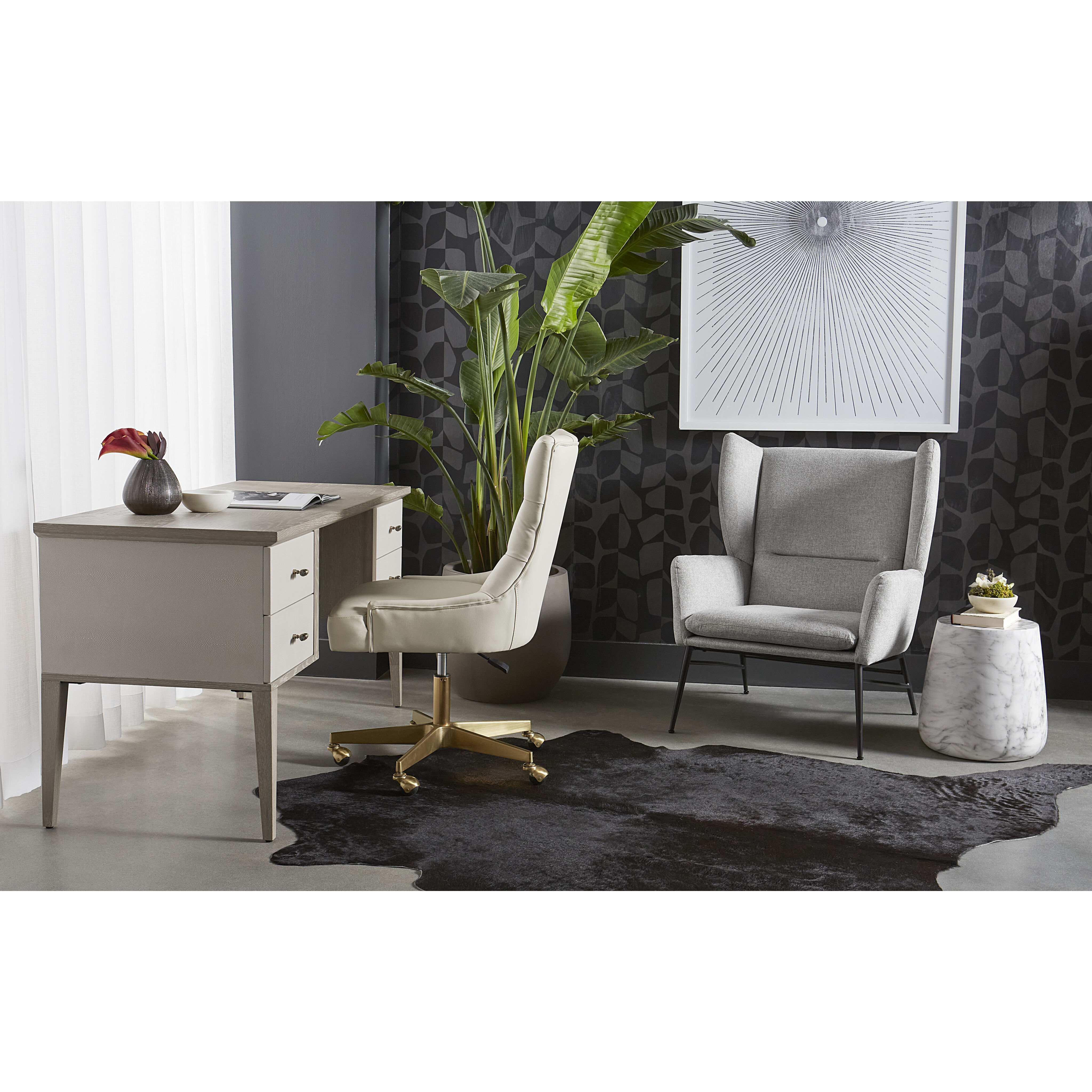 Aries 16 X 15 inch Marble Look / White Outdoor End Table